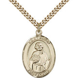St. Philip the Apostle Medal, Gold Filled, Large - 24&quot; 2.4mm Gold Plated Chain + Clasp