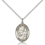 Our Lady of Lourdes Medal, Sterling Silver, Medium - 18&quot; 1.2mm Sterling Silver Chain + Clasp