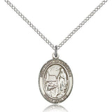 Our Lady of Lourdes Medal, Sterling Silver, Medium - 18&quot; 1.2mm Sterling Silver Chain + Clasp