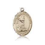St. Pio of Pietrelcina Medal, 14 Karat Gold, Large - 14 KT Yellow Gold