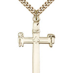 Carpenter Cross Pendant, Gold Filled - 24&quot; 2.4mm Gold Plated Endless Chain