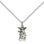 Guardian Angel Medal, Sterling Silver - 18&quot; 1.2mm Sterling Silver Chain + Clasp