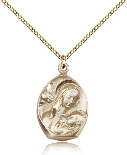Madonna and Child Medal, Gold Filled - Gold-tone
