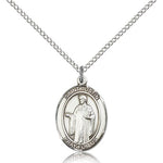St. Justin Medal, Sterling Silver, Medium - 18&quot; 1.2mm Sterling Silver Chain + Clasp