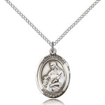 St. Agnes of Rome Medal, Sterling Silver, Medium - 18&quot; 1.2mm Sterling Silver Chain + Clasp