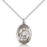 St. Agnes of Rome Medal, Sterling Silver, Medium - 18&quot; 1.2mm Sterling Silver Chain + Clasp