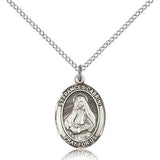 St. Frances Cabrini Medal, Sterling Silver, Medium - 18&quot; 1.2mm Sterling Silver Chain + Clasp