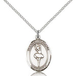 St. Christopher Dance Medal, Sterling Silver, Medium - 18&quot; 1.2mm Sterling Silver Chain + Clasp