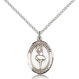 St. Christopher Dance Medal, Sterling Silver, Medium - 18&quot; 1.2mm Sterling Silver Chain + Clasp