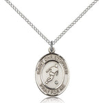 St. Christopher Soccer Medal, Sterling Silver, Medium - 18&quot; 1.2mm Sterling Silver Chain + Clasp