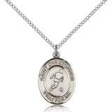 St. Christopher Soccer Medal, Sterling Silver, Medium - 18&quot; 1.2mm Sterling Silver Chain + Clasp