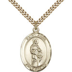 St. Anne Medal, Gold Filled, Large - 24&quot; 2.4mm Gold Plated Chain + Clasp