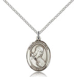 St. Philomena Medal, Sterling Silver, Medium - 18&quot; 1.2mm Sterling Silver Chain + Clasp
