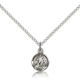Guardian Angel Medal, Sterling Silver - 18&quot; 1.2mm Sterling Silver Chain + Clasp