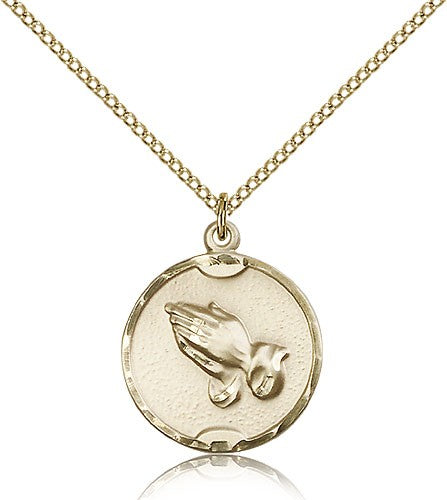 Praying Hands Medal, Gold Filled - Gold-tone
