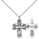 4 Way Cross Pendant, Sterling Silver - 18&quot; 1.2mm Sterling Silver Chain + Clasp