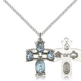 4 Way Cross Pendant, Sterling Silver - 18&quot; 1.2mm Sterling Silver Chain + Clasp