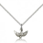 Holy Spirit Medal, Sterling Silver - 18&quot; 1.2mm Sterling Silver Chain + Clasp