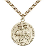Sts. Cosmos and Damian Medal, Gold Filled - 24&quot; 2.4mm Gold Plated Endless Chain