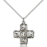 Evangelist Medal, Sterling Silver - 18&quot; 1.2mm Sterling Silver Chain + Clasp