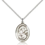 St. Fina Medal, Sterling Silver, Medium - 18&quot; 1.2mm Sterling Silver Chain + Clasp