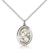 St. Fina Medal, Sterling Silver, Medium - 18&quot; 1.2mm Sterling Silver Chain + Clasp