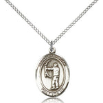 St. Sebastian Archery Medal, Sterling Silver, Medium - 18&quot; 1.2mm Sterling Silver Chain + Clasp