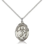 St. Martin De Porres Medal, Sterling Silver, Medium - 18&quot; 1.2mm Sterling Silver Chain + Clasp