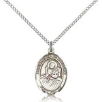 St. Lidwina of Schiedam Medal, Sterling Silver, Medium - 18&quot; 1.2mm Sterling Silver Chain + Clasp