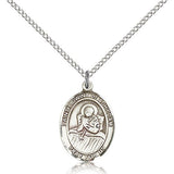 St. Lidwina of Schiedam Medal, Sterling Silver, Medium - 18&quot; 1.2mm Sterling Silver Chain + Clasp