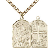 Mother of God Medal, Gold Filled - 24&quot; 2.4mm Gold Plated Endless Chain