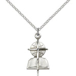 Southern Baptist Medal, Sterling Silver - 18&quot; 1.2mm Sterling Silver Chain + Clasp