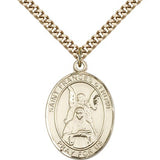 St. Frances of Rome Medal, Gold Filled, Large - 24&quot; 2.4mm Gold Plated Chain + Clasp
