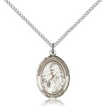 St. Finnian of Clonard Medal, Sterling Silver, Medium - 18&quot; 1.2mm Sterling Silver Chain + Clasp