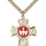 5 Way Cross Pendant, Gold Filled - 24&quot; 2.4mm Gold Plated Endless Chain