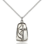 Methodist Medal, Sterling Silver - 18&quot; 1.2mm Sterling Silver Chain + Clasp