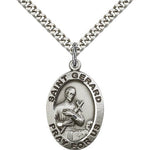 St. Gerard Medal, Sterling Silver - 24&quot; 2.4mm Rhodium Plate Endless Chain