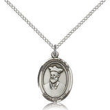 St. Philip Neri Medal, Sterling Silver, Medium - 18&quot; 1.2mm Sterling Silver Chain + Clasp