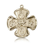 5 Way Cross Pendant, 14 Karat Gold - 14 KT Yellow Gold