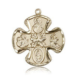 5 Way Cross Pendant, 14 Karat Gold - 14 KT Yellow Gold