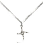 St. Brigid Medal, Sterling Silver - 18&quot; 1.2mm Sterling Silver Chain + Clasp