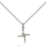St. Brigid Medal, Sterling Silver - 18&quot; 1.2mm Sterling Silver Chain + Clasp