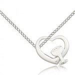 Heart Chalice Medal, Sterling Silver - 18&quot; 1.2mm Sterling Silver Chain + Clasp