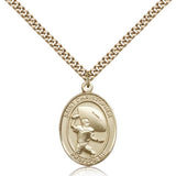 St. Christopher Football Medal, Gold Filled, Medium - Gold-tone
