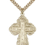 Irene Cross Pendant, Gold Filled - 24&quot; 2.4mm Gold Plated Endless Chain
