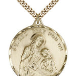 St. Ann Medal, Gold Filled - 24&quot; 2.4mm Gold Plated Endless Chain