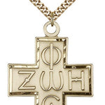 Light and Life Cross Pendant, Gold Filled - 24&quot; 2.4mm Gold Plated Endless Chain