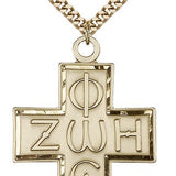 Light and Life Cross Pendant, Gold Filled - 24&quot; 2.4mm Gold Plated Endless Chain