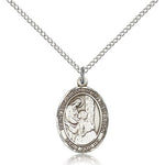 St. Elizabeth of the Visitation Medal, Sterling Silver, Medium - 18&quot; 1.2mm Sterling Silver Chain + Clasp