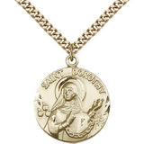 St. Dorothy Medal, Gold Filled - 24&quot; 2.4mm Gold Plated Endless Chain